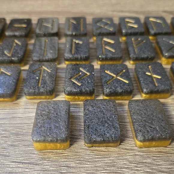 Gray and Gold Rune Stones Set - Picture 2 of 4